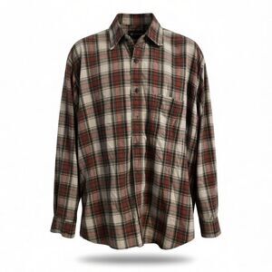 J. Crew Y2K Distressed Flannel Cotton Plaid Long Sleeve. Size XL